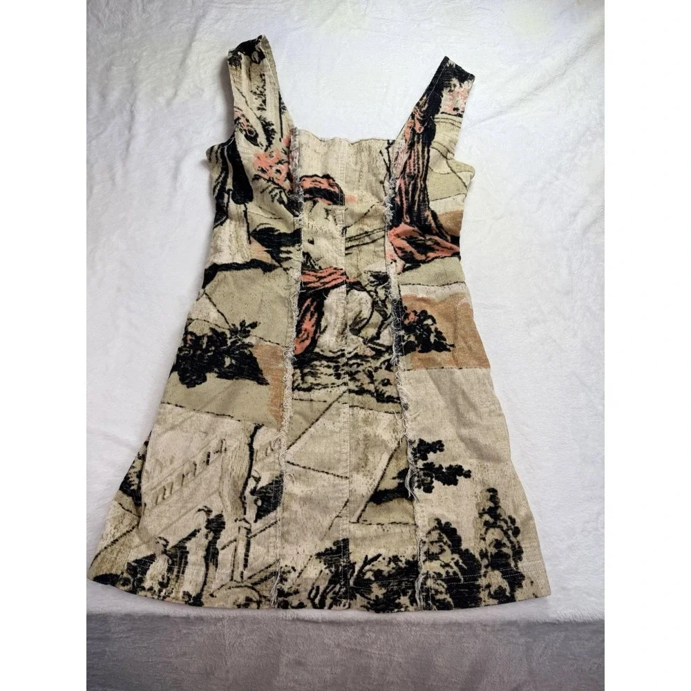 Urban Outfitters Uncut Corduroy Mini Dress Square Neck Size S Whimsigoth Artsy